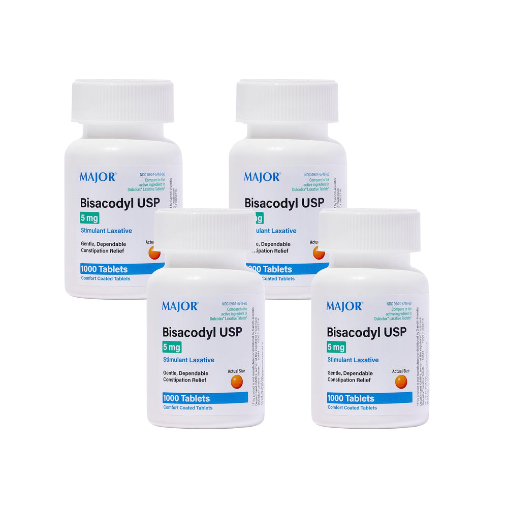 Major Bisacodyl 5 mg tablets in pack front for convenient constipation relief.