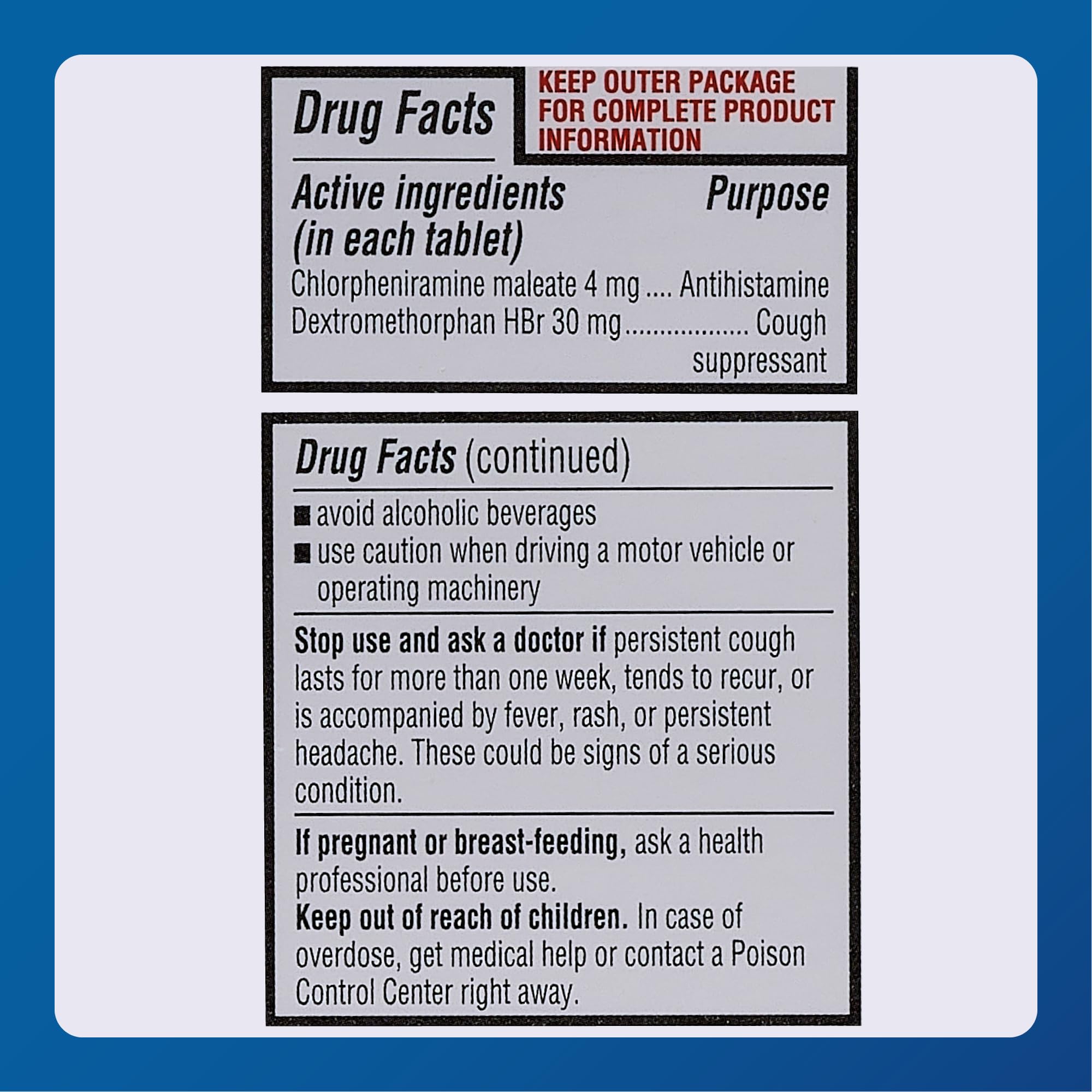 MAJOR Cough and Cold HBP tablets inside bottle for on-the-go relief