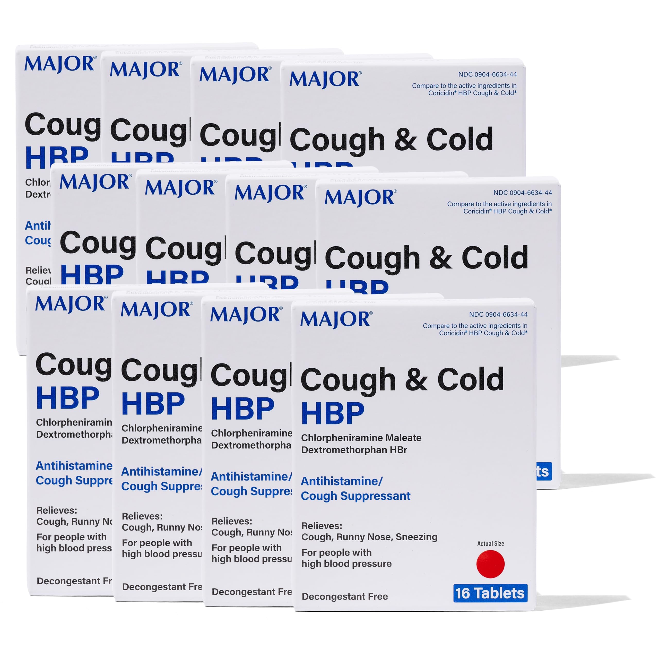Major Cough and Cold tablets bottle pour for convenient on-the-go dosing.
