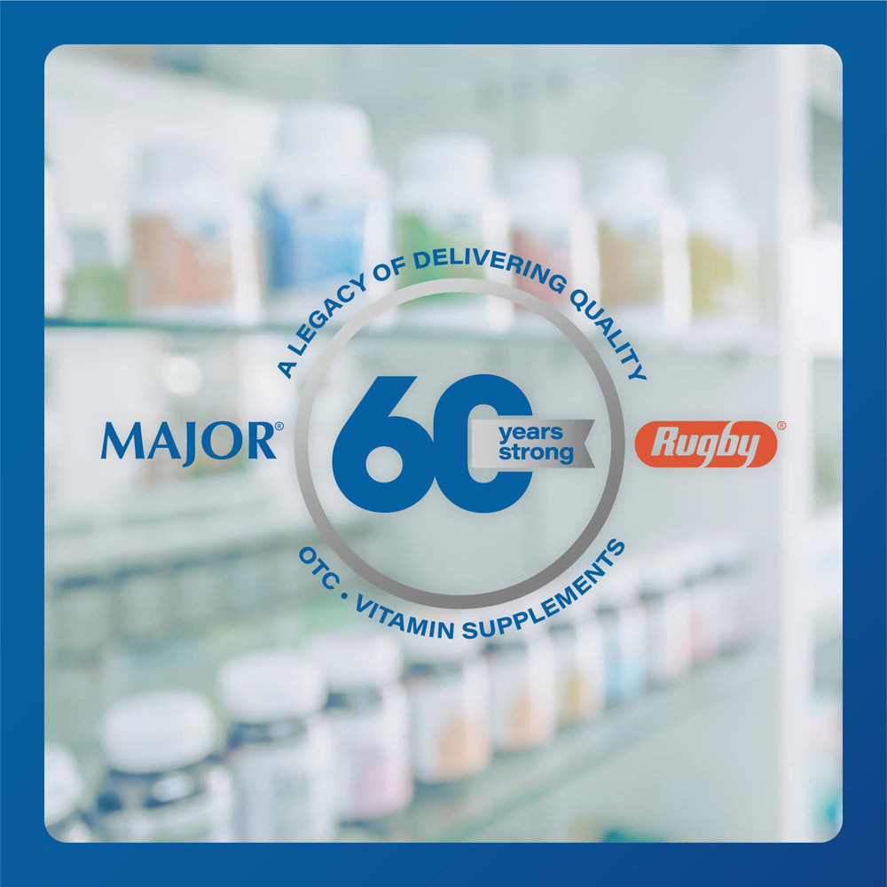 MAJOR Docusate bottle and box depict convenient, non-stimulant stool softening option.