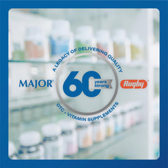 MAJOR Docusate bottle and box depict convenient, non-stimulant stool softening option.