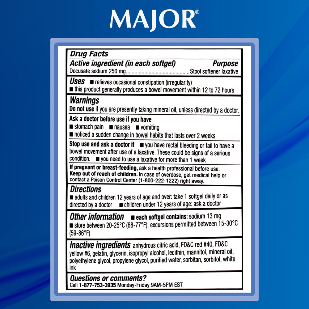 MAJOR Docusate Sodium daily-use collection arranged for easy access.