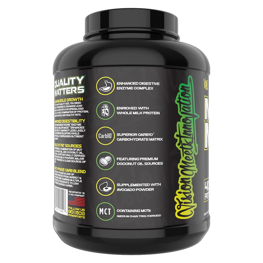 Major Mass bottle with label highlighting balanced macros for muscle support