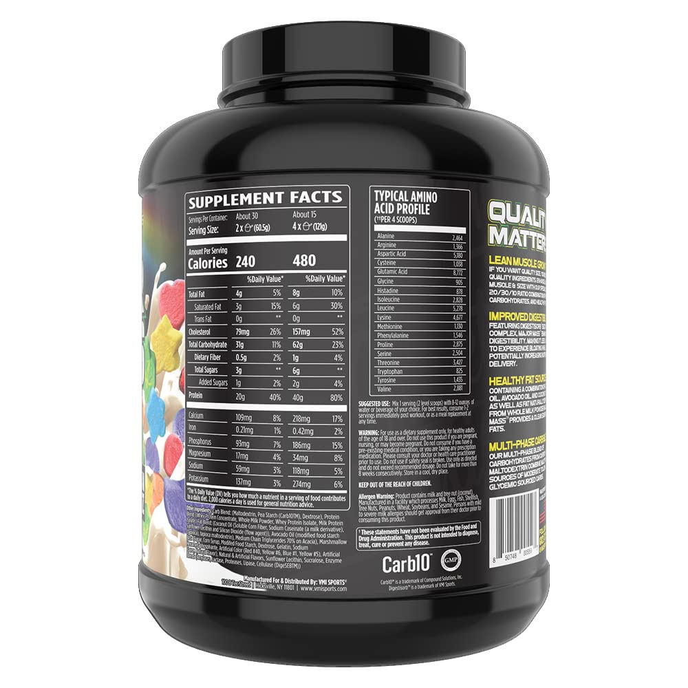 Major Mass servings pack showing 60 scoops for sustained fueling