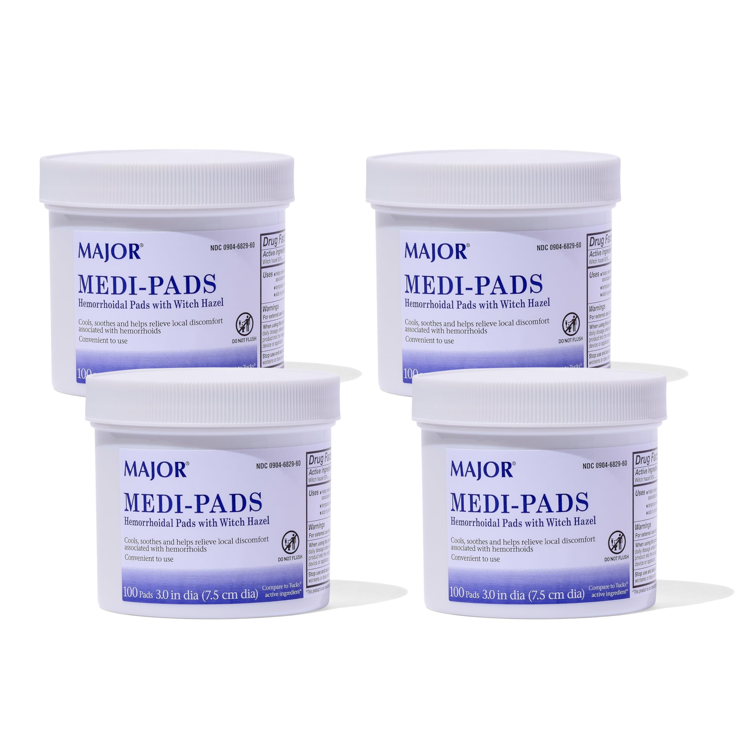 MAJOR Medi-Pads packaging jar with 100-count supply for convenient cleansing.