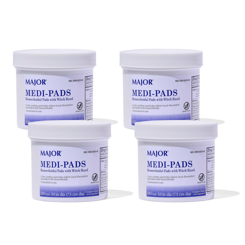 MAJOR Medi-Pads packaging jar with 100-count supply for convenient cleansing.