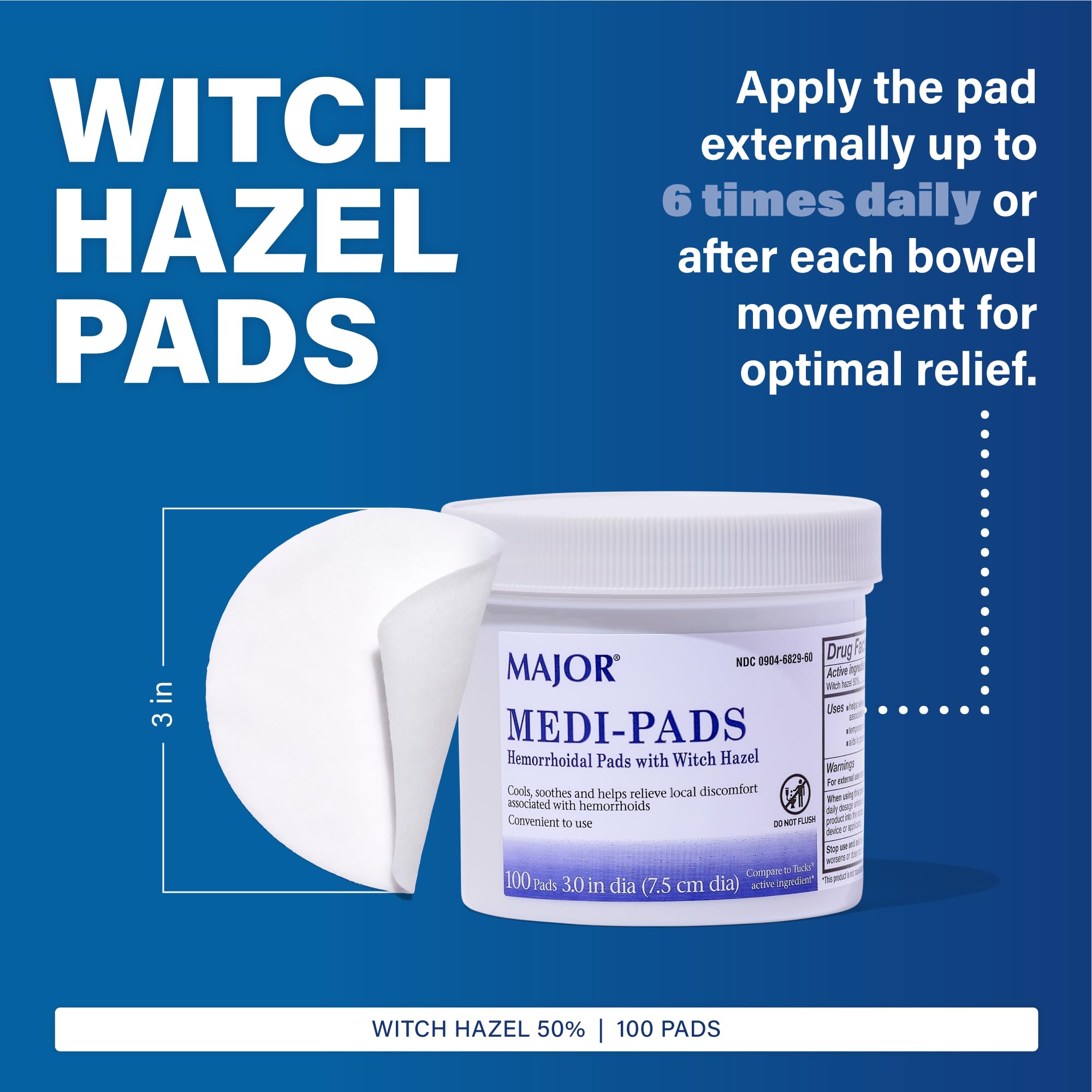 MAJOR Medi-Pads pre-moistened pads ready for external cleansing and cooling.