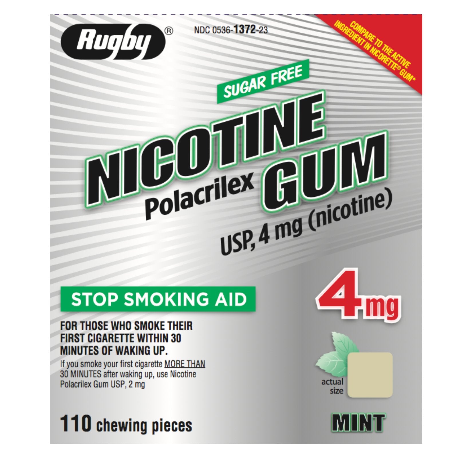 MAJOR Nicotine Gum Rugby Mint 4 mg blister pack shows craving relief on the go.