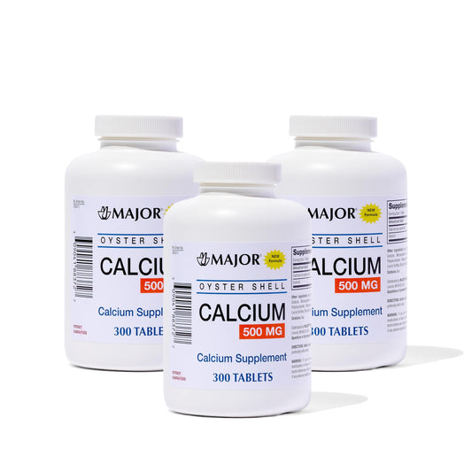 Major Oyster Shell Calcium 500 mg bottle front showing label for daily use