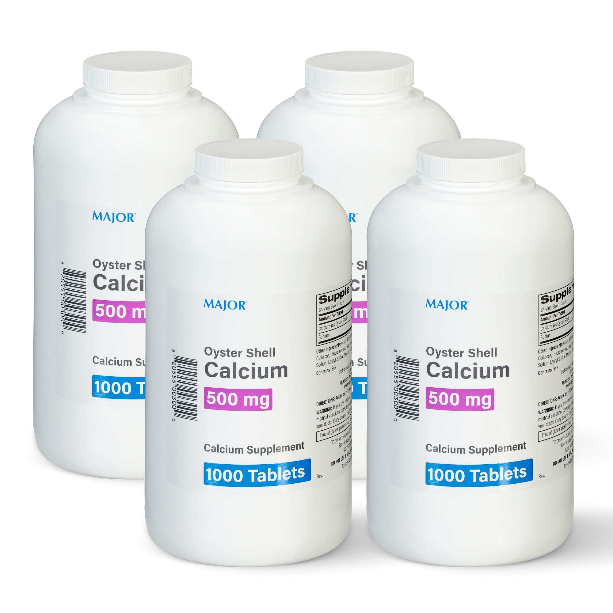 MAJOR Oyster Shell Calcium bottle front showing 1000-tablet supply for daily bone support