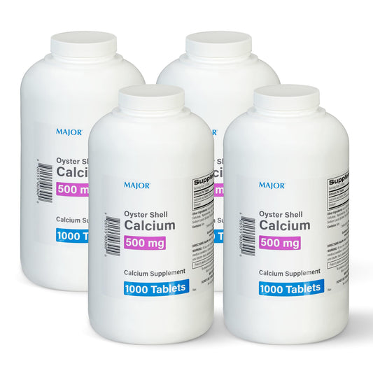 MAJOR Oyster Shell Calcium bottle front showing 1000-tablet supply for daily bone support