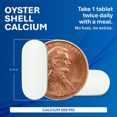 MAJOR Oyster Shell Calcium gluten-free label on bottle highlighting dietary compatibility.