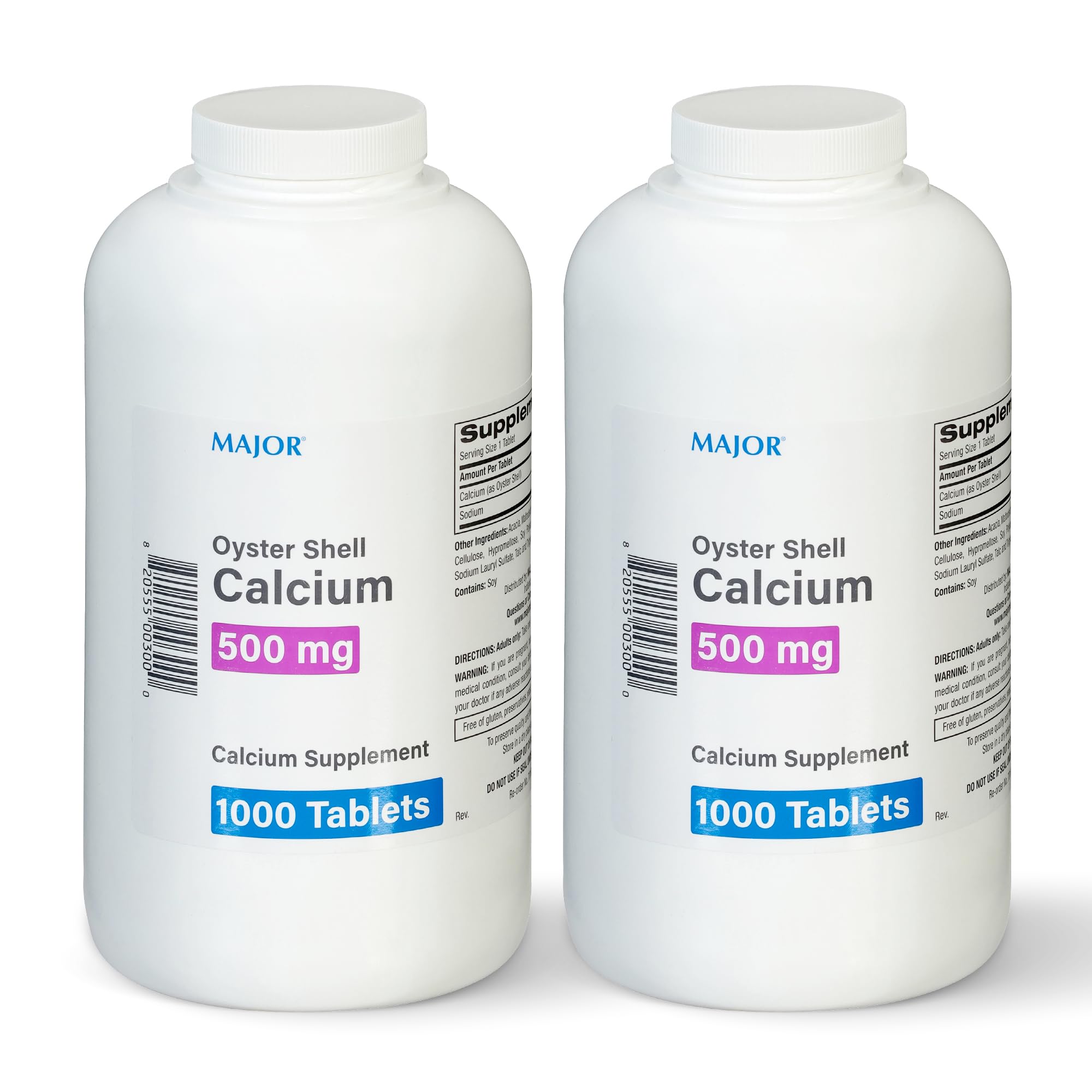 Major Oyster Shell Calcium bottle-front view supports bone health daily