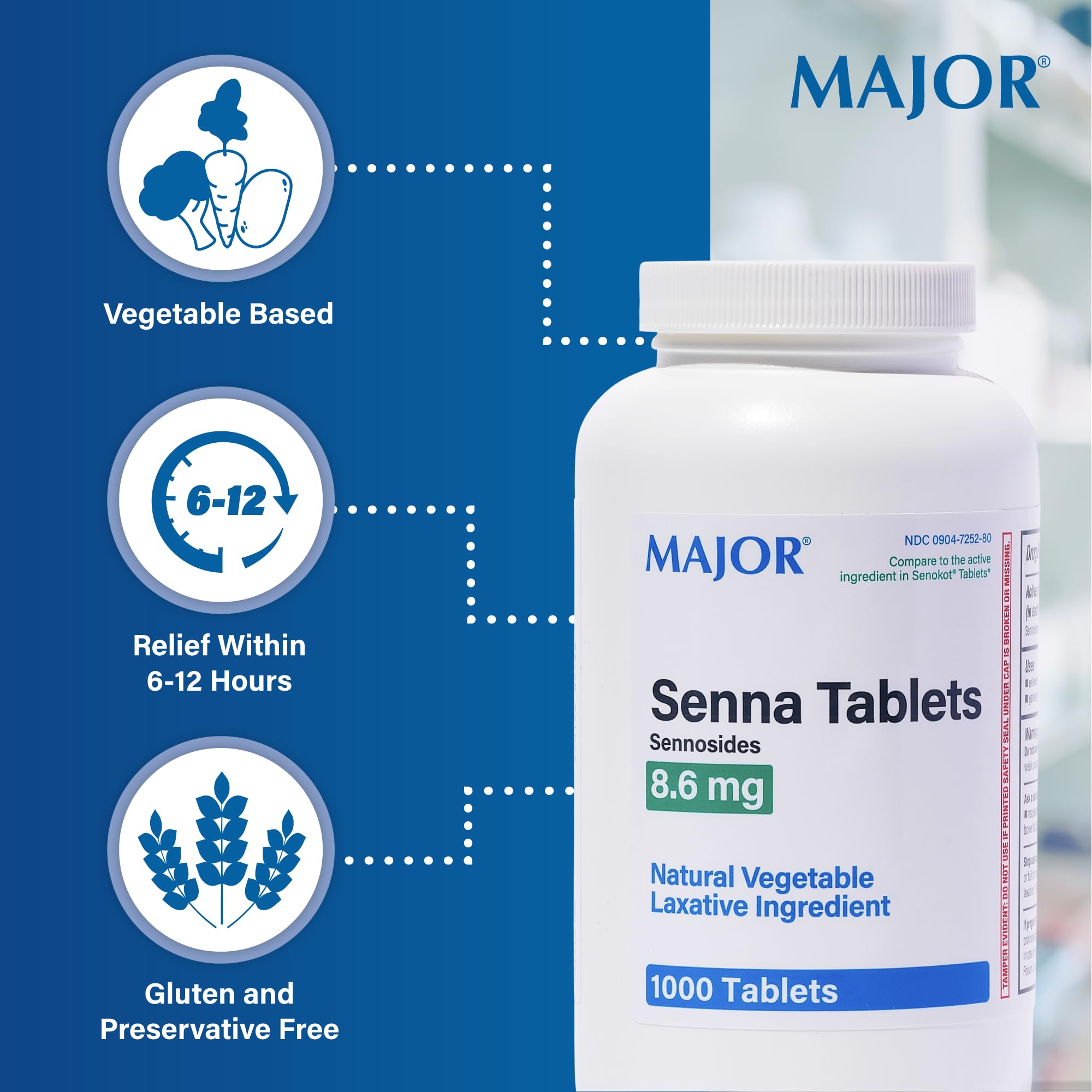 MAJOR Senna 1000-count four-pack box on shelf for value