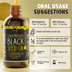 MAJU Black Seed Oil illustration suggesting joint, skin, and immune support