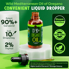 MAJU oregano oil drops pour-top demonstrates precise dosing for routine use