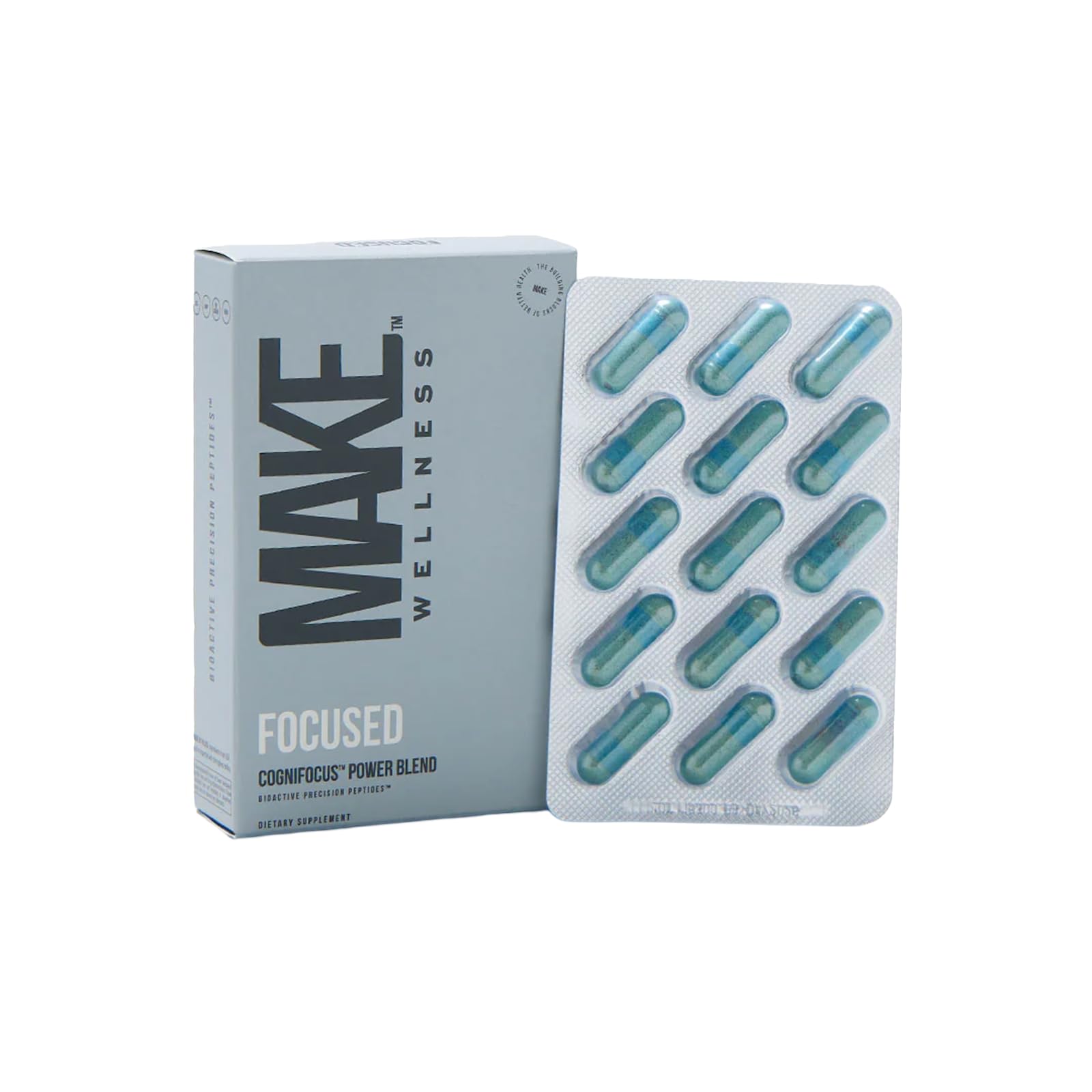 Make Wellness Focused bottle shot showing easy daily cognitive support.