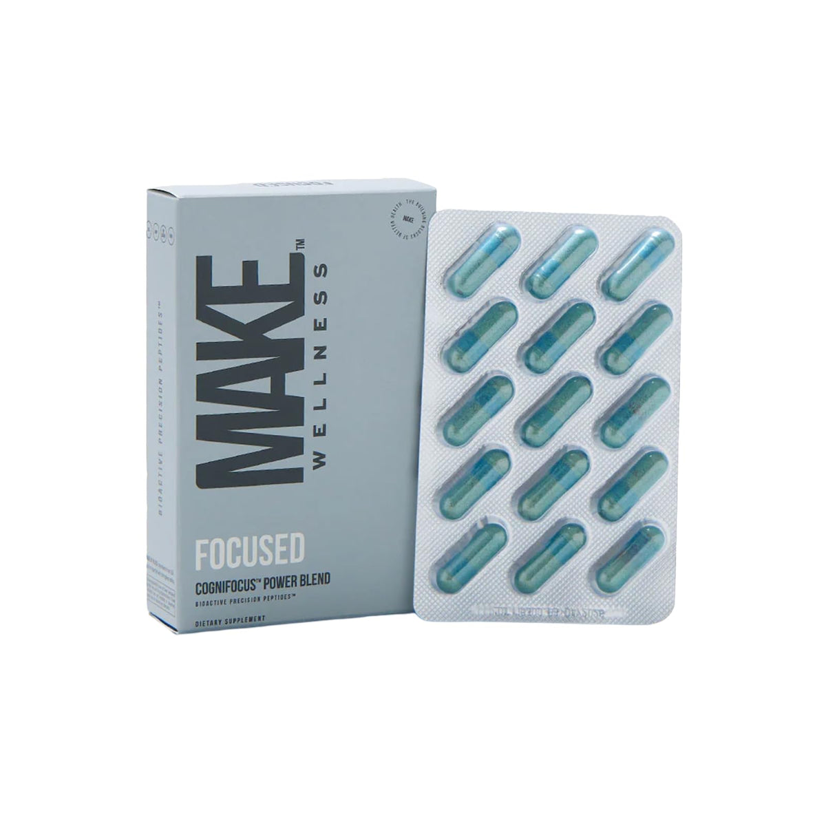 Make Wellness Focused bottle shot showing easy daily cognitive support.