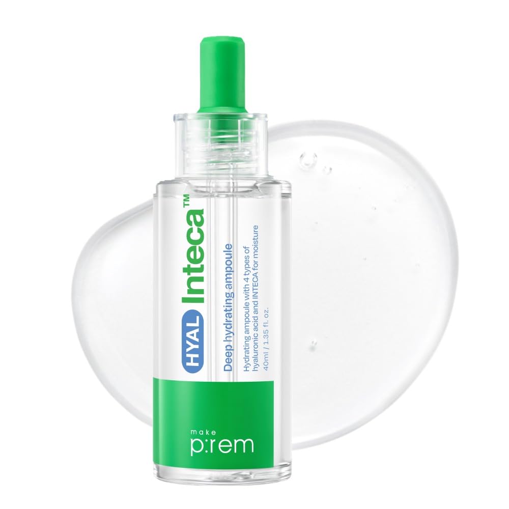 MAKEP:REM Hyal Inteca ampoule bottle demonstrates rapid hydration for refreshed skin.