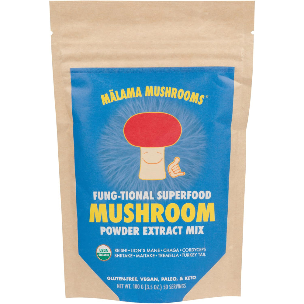 Malama Mushrooms 8-Mushroom Powder bottle, convenient source of daily immunity-support potential