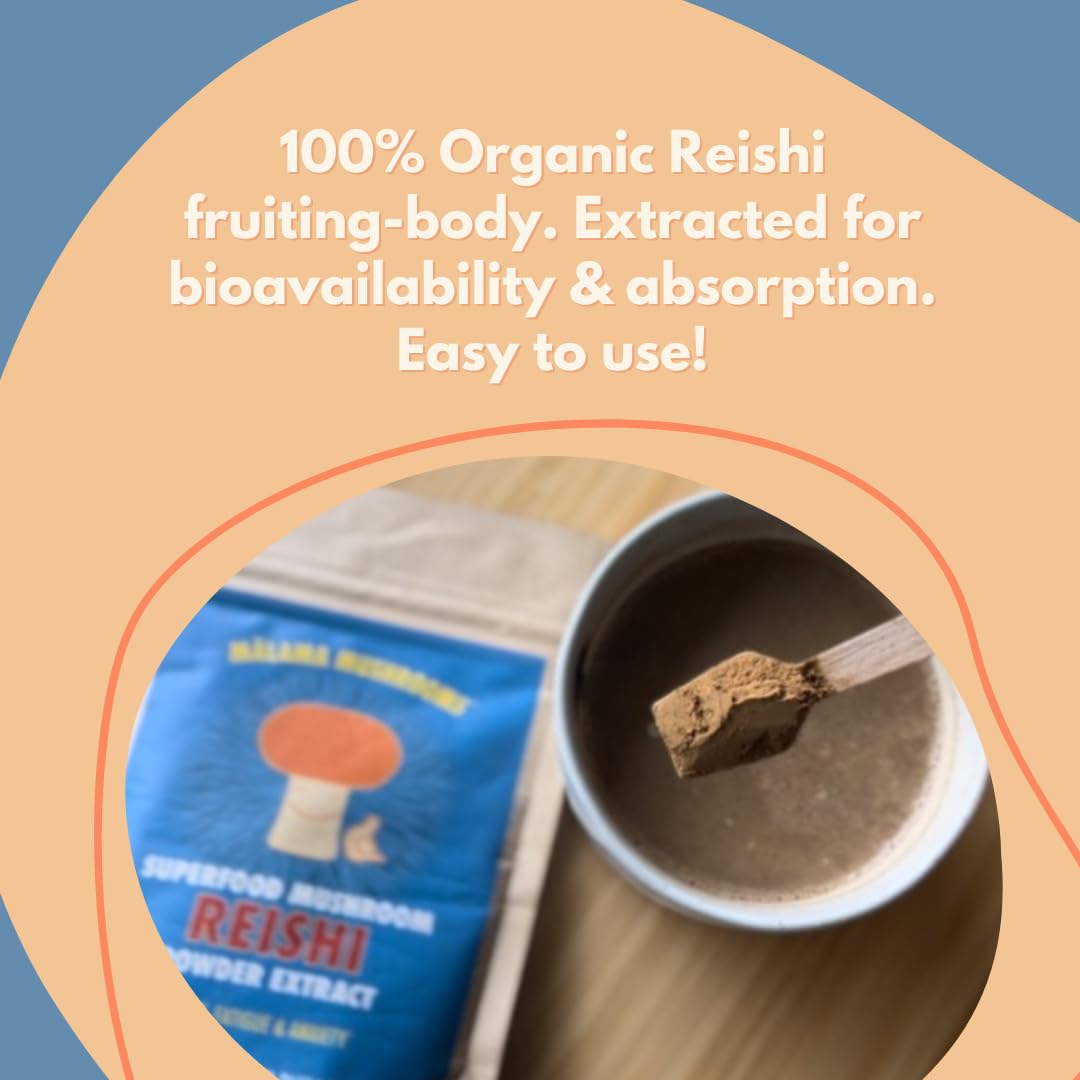 Malama Mushrooms Reishi powder smoothie adds creamy texture with a subtle, natural boost.