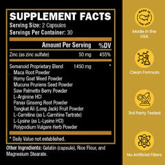 Semanoid label showing ingredients and usage guidance
