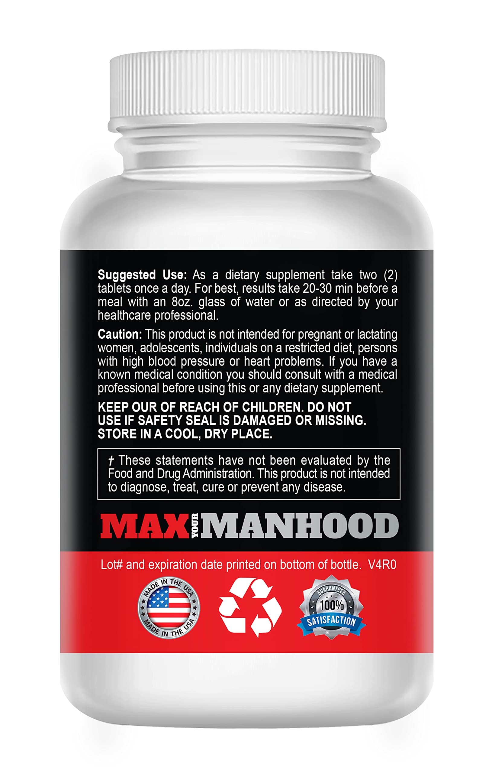 MaleMax label ingredients section indicating transparent formula details