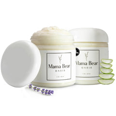 Mama Bear Oasis lavender magnesium lotion bottle offering a calming scent for daily skin care