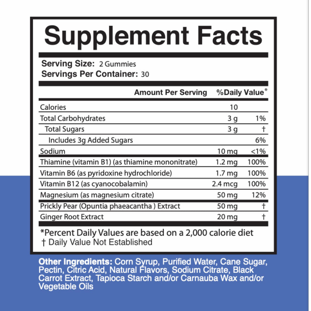 Mama Bear Oasis bottle back label highlights vegan, USA-made nerve support.