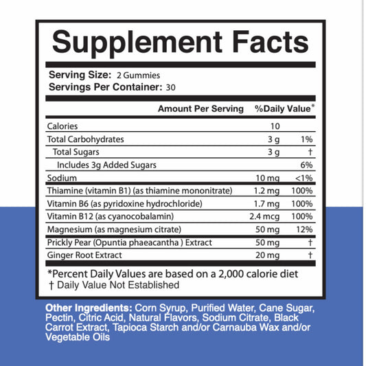 Mama Bear Oasis bottle back label highlights vegan, USA-made nerve support.