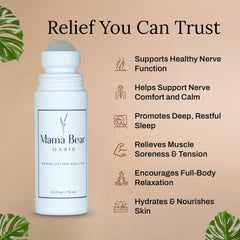 Mama Bear Oasis roll-on nerve support bottle back view showing label