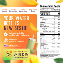 Water bottle with dissolved mango electrolyte mix.