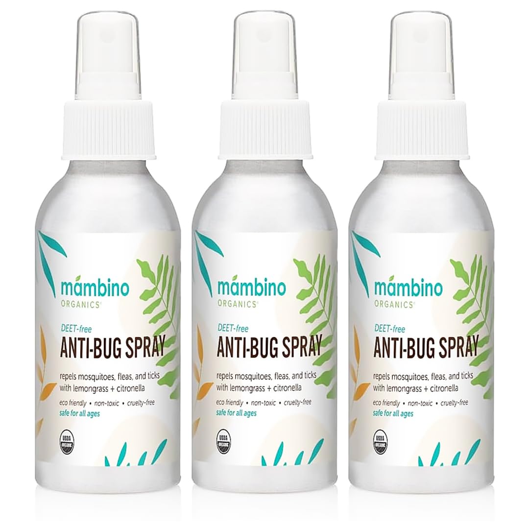 Mambino Organics Anti-Bug Spray front view, travel-ready protection for outdoor adventures.