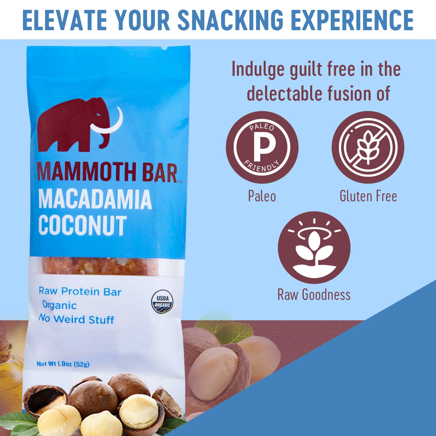 Mammoth Bar organic label shows USDA organic certification.