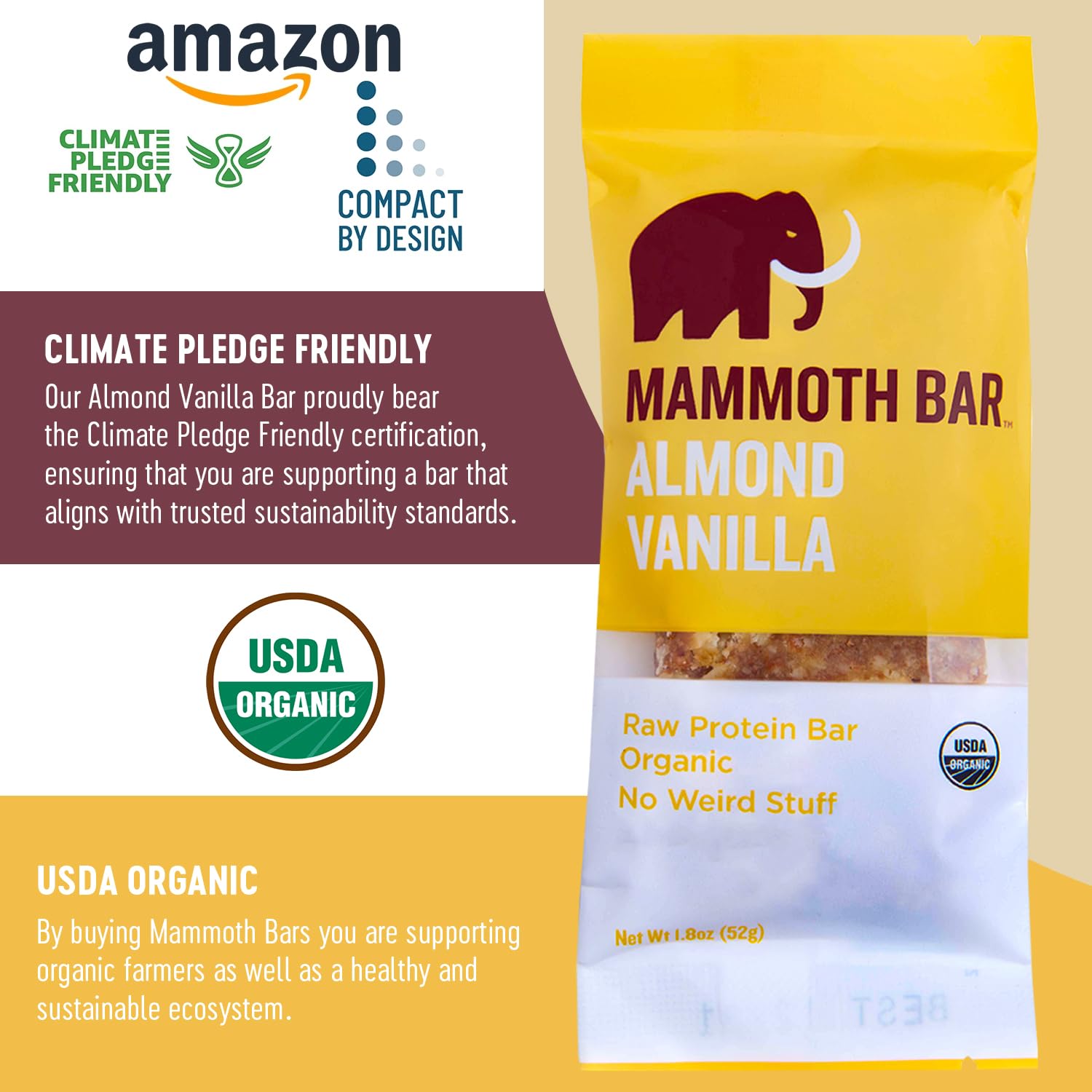 Mammoth Bar Almond Vanilla supports paleo gluten-free snacking with organic ingredients