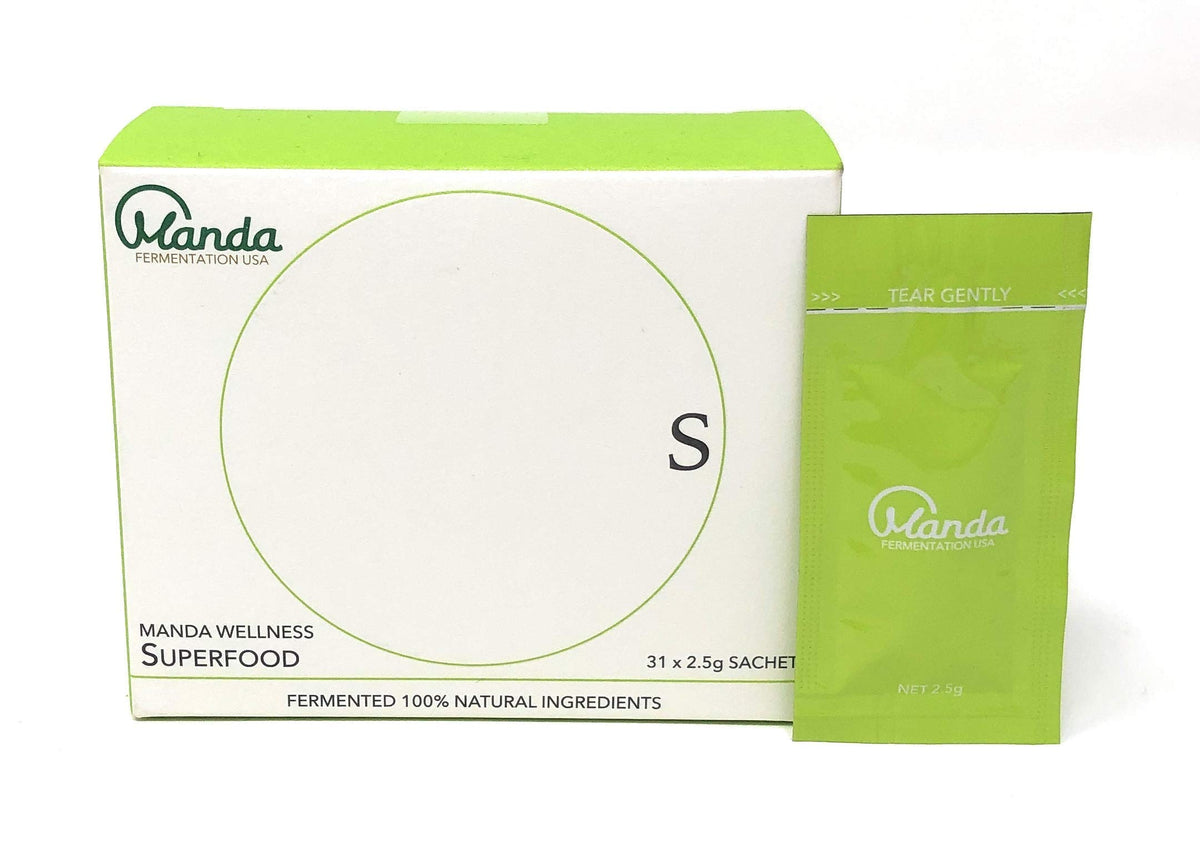 Manda Wellness Super Food front view highlighting probiotic rich fermentation.