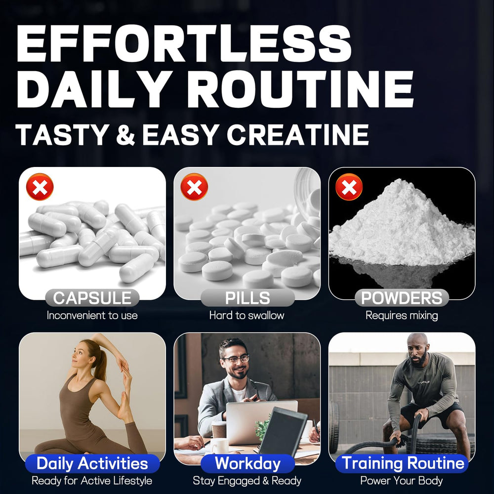 Gummies spilling from bottle to showcase convenient daily dose.