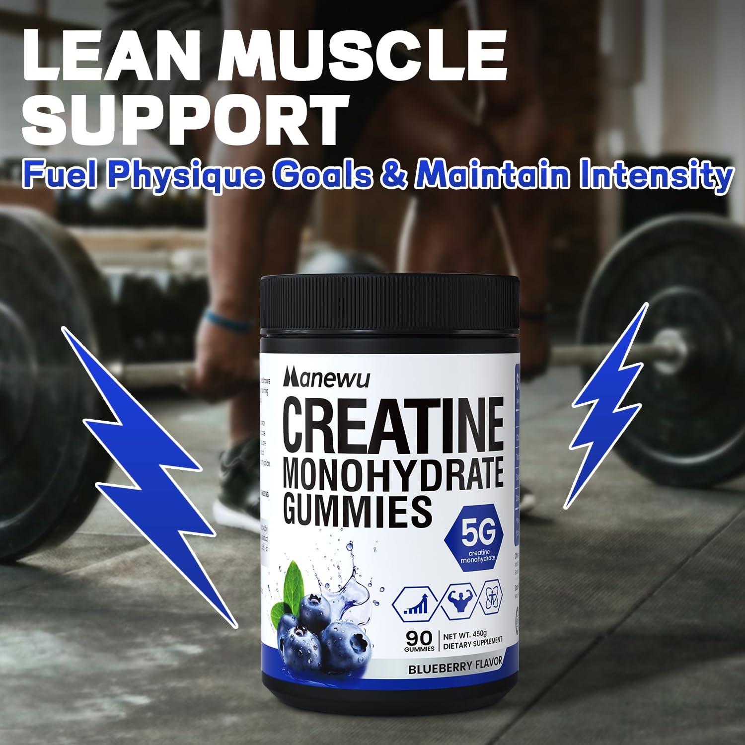 Nutrition label of Manewu Creatine Monohydrate Gummies for transparency.