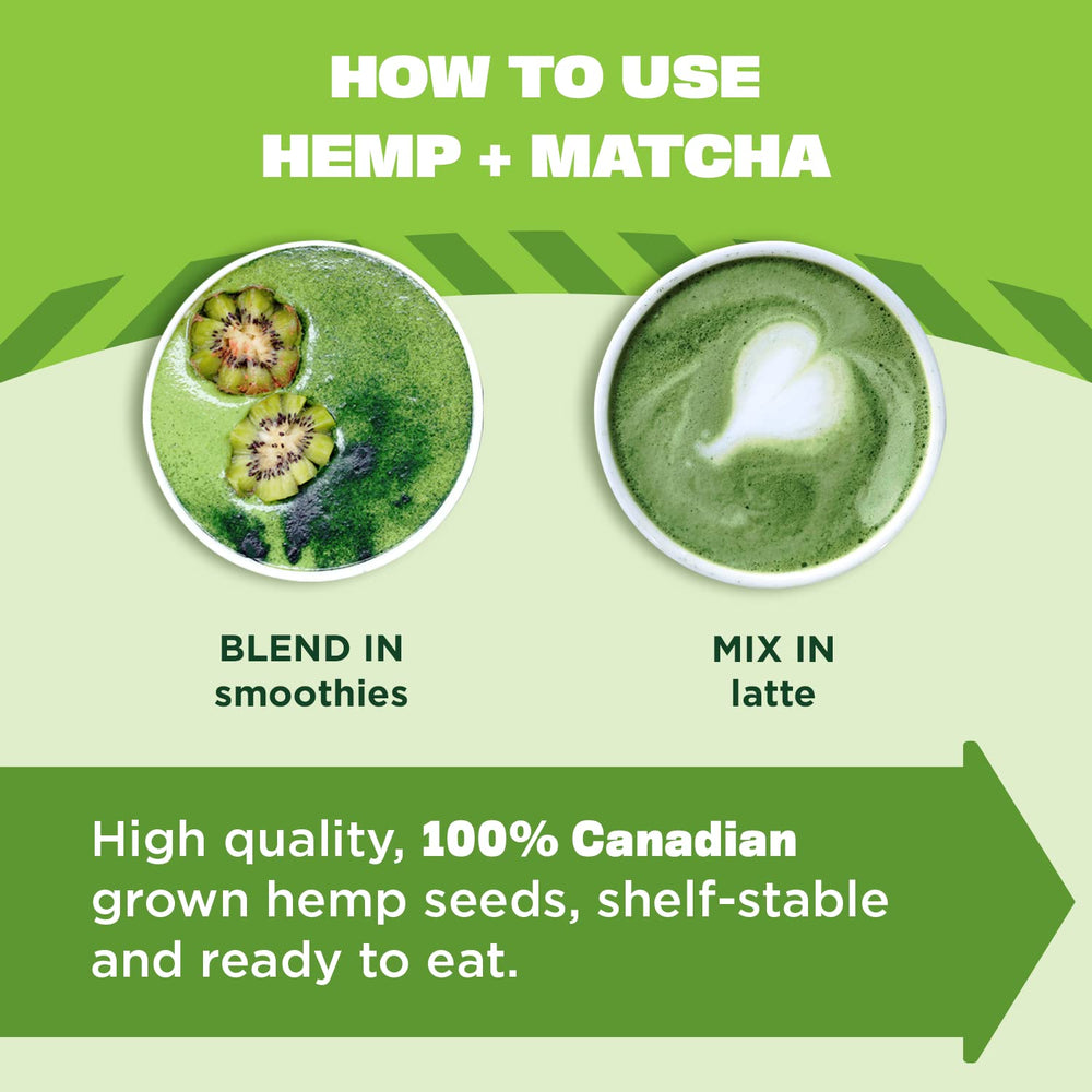 Manitoba Harvest smoothie idea with hemp+matcha powder for a green boost
