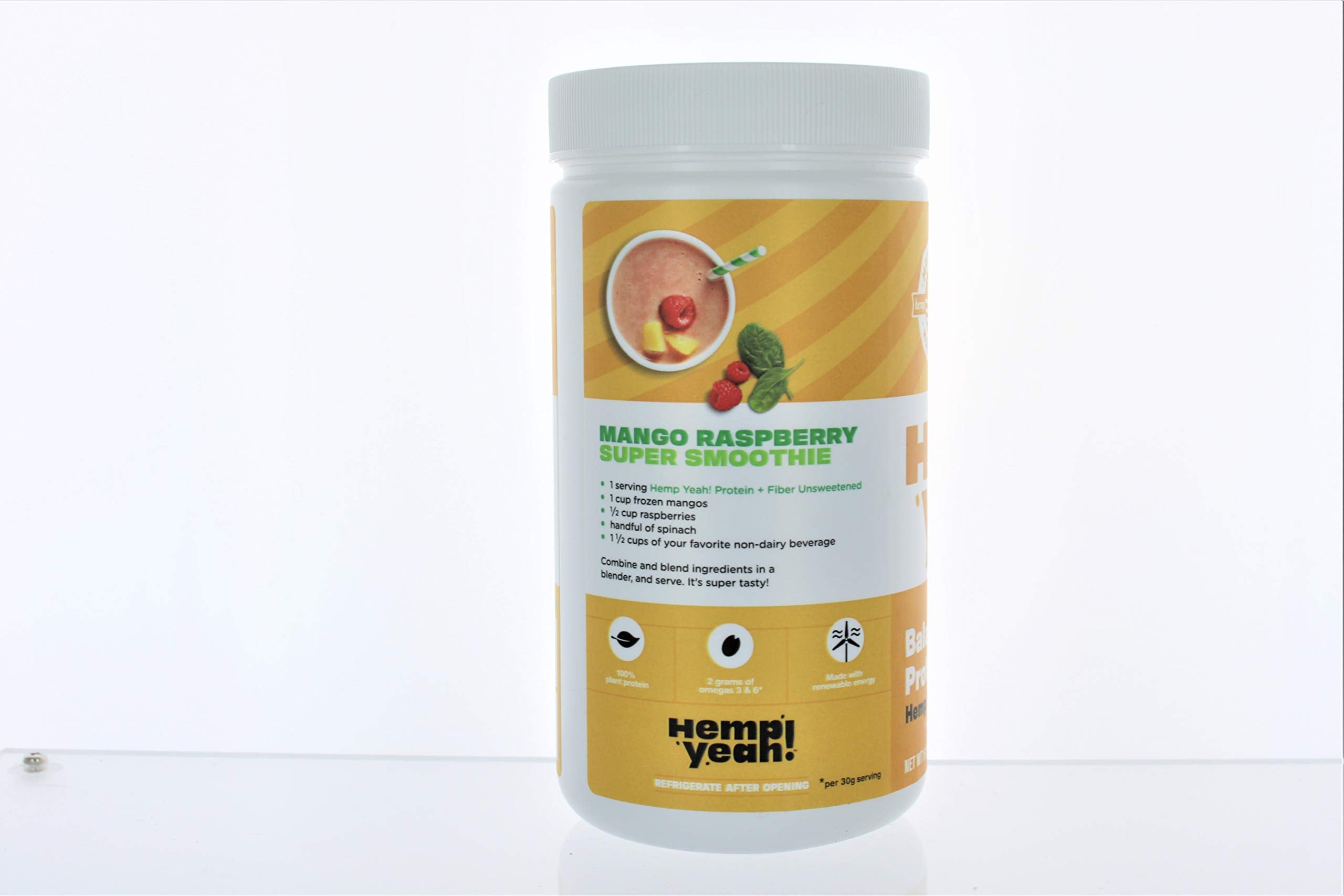 Manitoba Harvest hemp protein powder bag closeup highlighting natural ingredients and texture