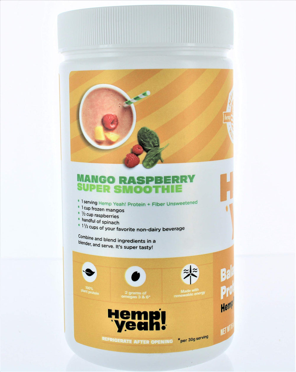 Manitoba Harvest hemp protein powder ingredients card presenting simple hemp seed protein
