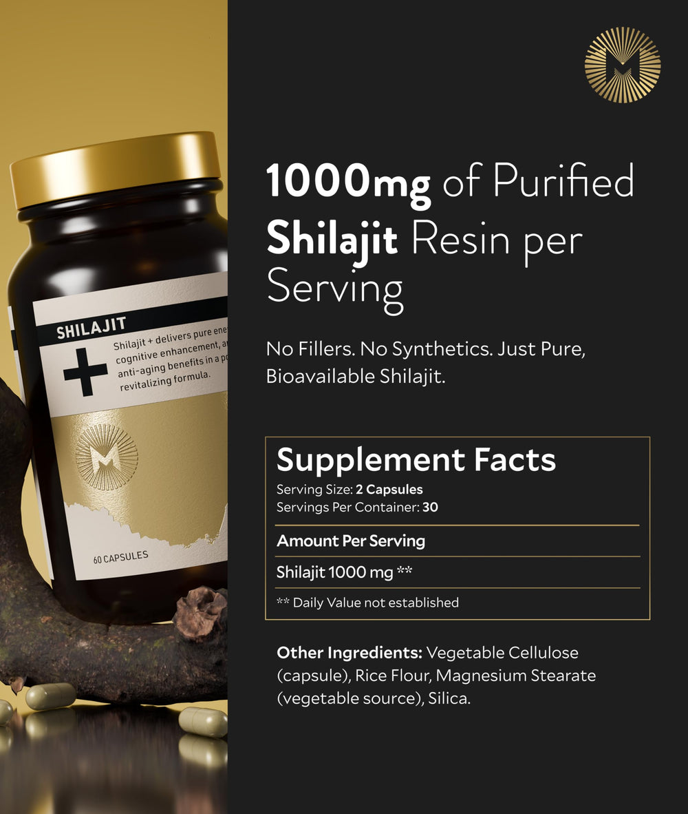 Manna Vitality Shilajit+ bottle on desk ready for routine