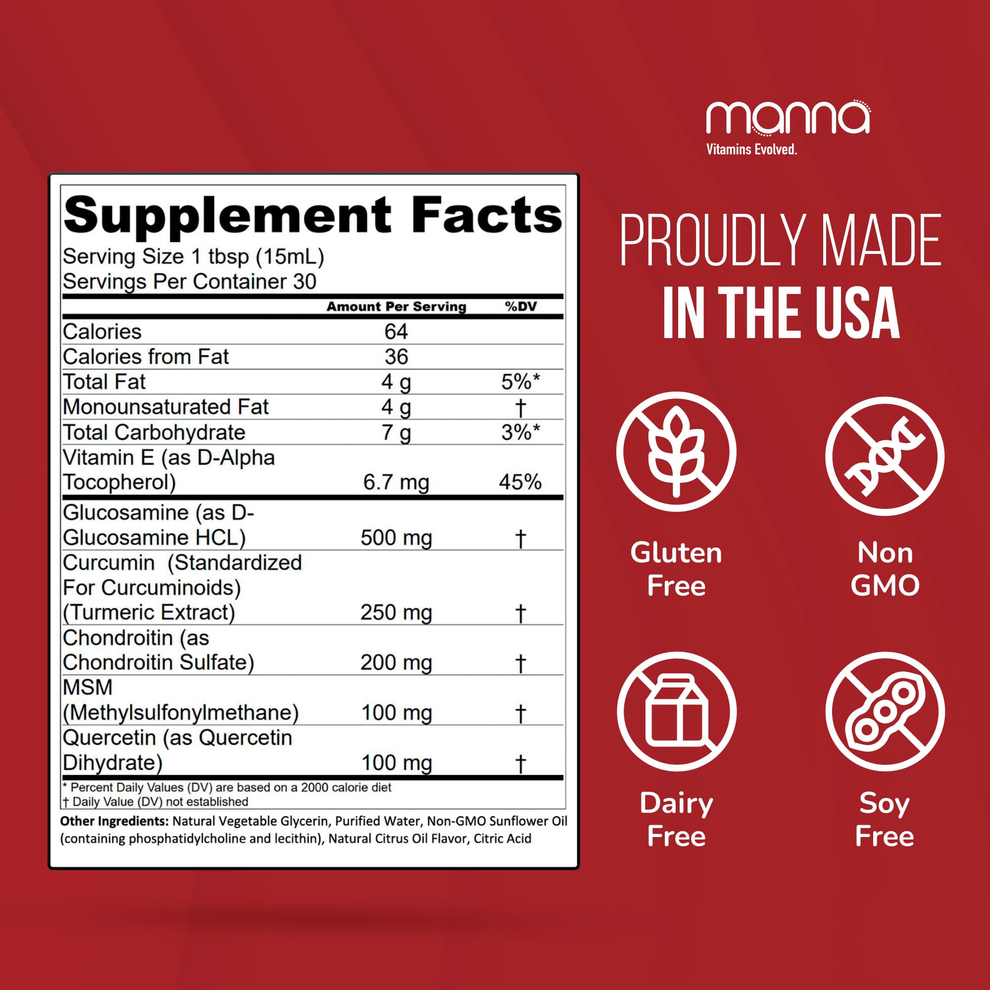 Close-up of the bottle label shows Curcumin and Glucosamine for joints