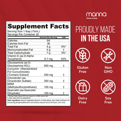 Close-up of the bottle label shows Curcumin and Glucosamine for joints