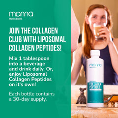 Manna Vitamins Evolved liposomal collagen liquid premium packaging conveys purity.