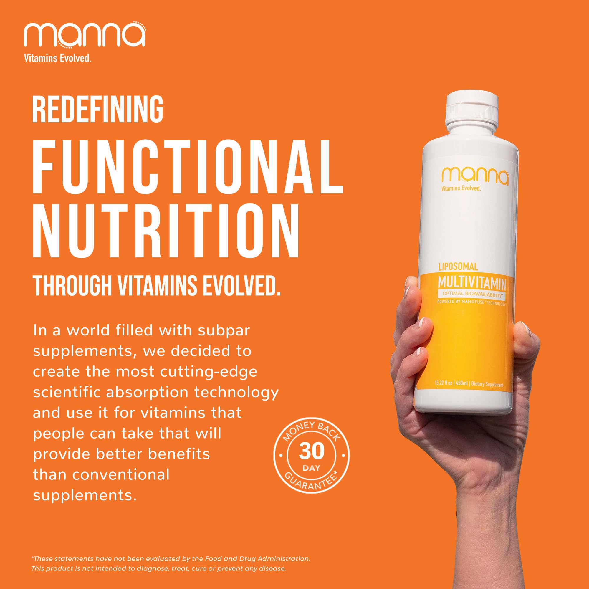 Manna liposomal multivitamin close-up highlighting liposomal delivery concept