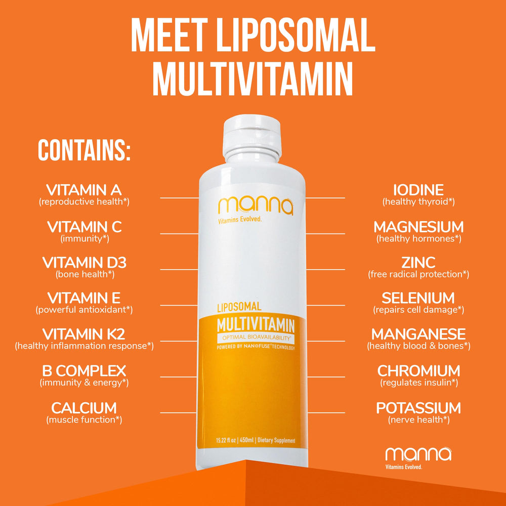 Manna liposomal multivitamin packaging shows the 3-pack option