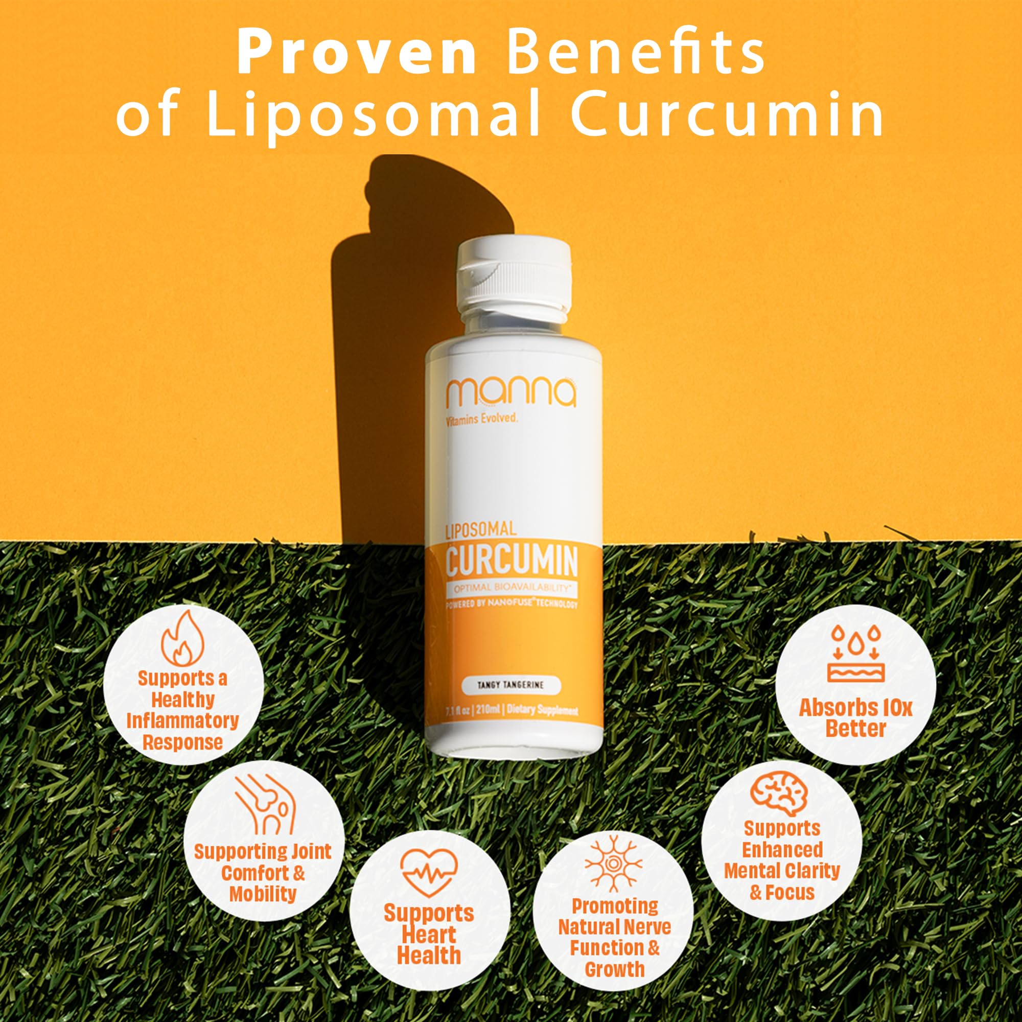 Manna Vitamins Evolved 2-pack curcumin display communicates value for ongoing use.