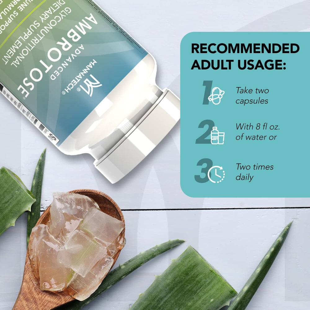 Mannatech Advanced Ambrotose capsules in hand for on-the-go use