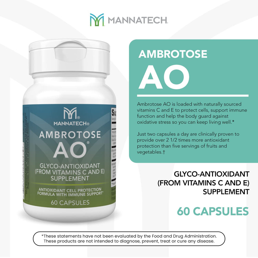 Close-up of Ambrotose AO capsules showing easy daily intake for immune-friendly wellness.
